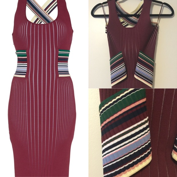 Sportmax Moneta Ribbed Dress ColorBurgundy - Picture 2 of 8